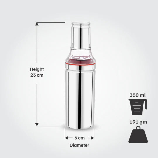 VINOD Stainless Steel Oil Pot 350 ml with Anti-Drip Spout, Highest Grade Steel, Rust Free, Dishwasher Safe & Easy to Clean