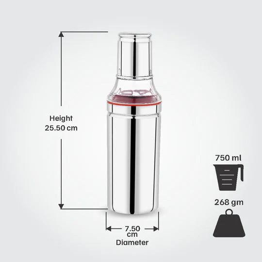 VINOD Stainless Steel Oil Pot 750 ml with High-Quality stainless steel, Anti-Drip Spout, Rust-Free, Easy to Clean, Dishwasher Safe