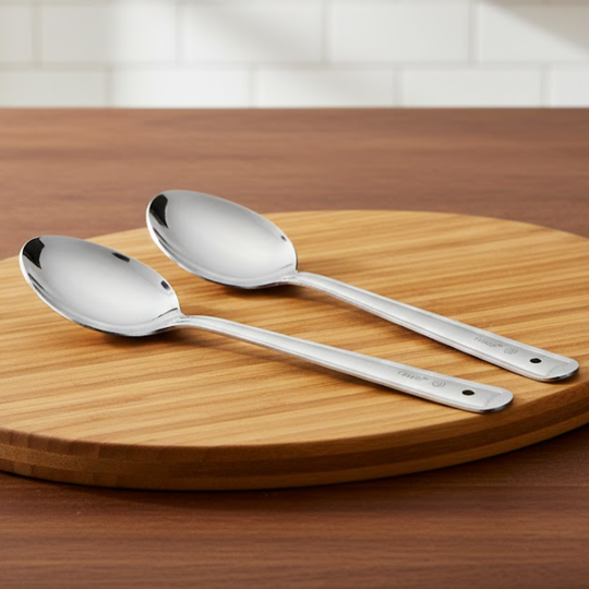 Vinod Stainless Steel Paan Serving/Cooking Spoon, Set of 2, Size 29cm, No 3 | Ideal for Gravy/Curry/Sauces/Bhaji/Rice