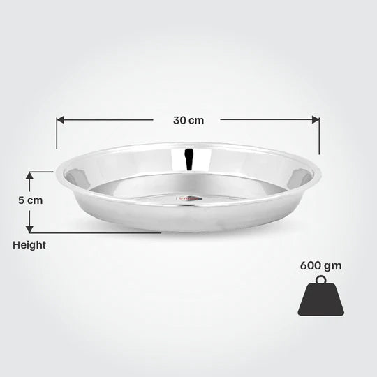 VINOD Stainless Steel Parat with Mirror Finish, Highest Grade Steel, Tough Strong Build, Easy to Clean and Rust Free - No. 14