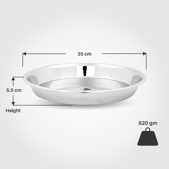 VINOD Stainless Steel Parat with Highest Grade Steel, Tough and Strong Build, Mirror Finish and Rust Free - No.16