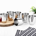 Vinod Stainless Steel Premium Glass (Hammered) – Six Glasses in one Box (300 ml)