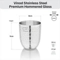 Vinod Stainless Steel Premium Glass (Hammered) – Six Glasses in one Box (300 ml)