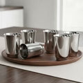 VINOD Stainless Steel Sheetal Glass Set of 6 - 300 ml with Highest Grade Stainless Steel, Tough & Strong, Rust Free & Dishwasher Safe