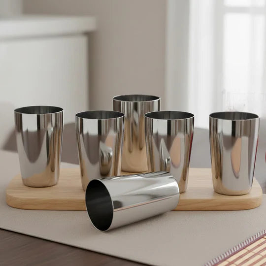 Vinod Stainless Steel Ice Thumbs Up Glass, Set of 6 Pieces, No.7 – Capacity 350 ml