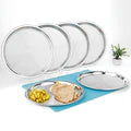 VINOD Stainless Steel Two Tone German Bogi Plate Set of 6 , Lunch Plate, Dinner Plate, Highest Stainless Steel, Mirror Finish