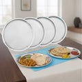 VINOD Stainless Steel Two Tone German Bogi Plate Set of 6 , Lunch Plate, Dinner Plate, Highest Stainless Steel, Mirror Finish