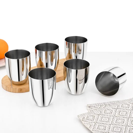 Vinod Stainless Steel Vento Glass – Six Glasses in one Box (300 ml)