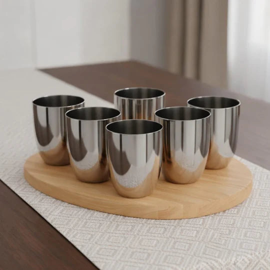Vinod Stainless Steel Vento Glass – Six Glasses in one Box (300 ml)