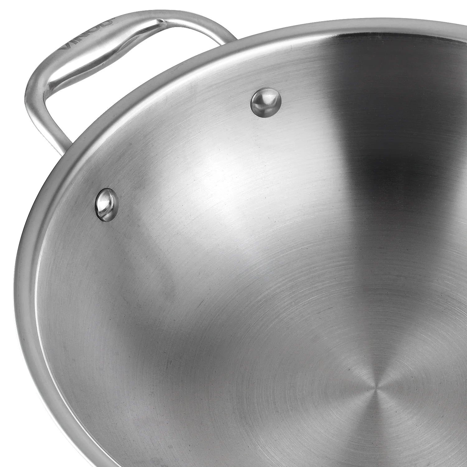 Vinod Platinum Triply Stainless Steel Wok - 26 cm (Induction Friendly)