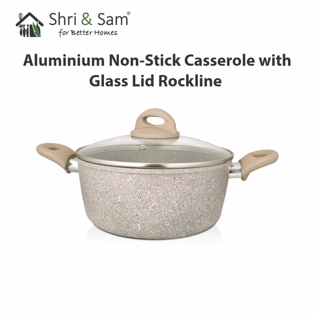 Aluminium Non - Stick Casserole with Glass Lid Rockline
