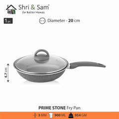 Aluminium Non - Stick Fry Pan with Glass Lid Primestone