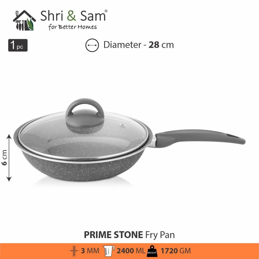 Aluminium Non - Stick Fry Pan with Glass Lid Primestone