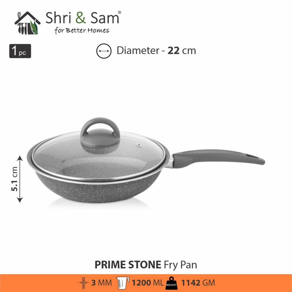 Aluminium Non - Stick Fry Pan with Glass Lid Primestone
