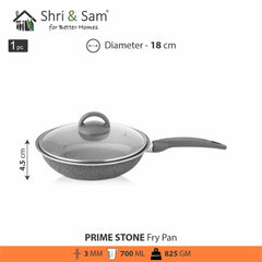 Aluminium Non - Stick Fry Pan with Glass Lid Primestone