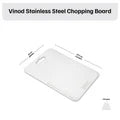 VINOD Stainless Steel Chopping Board in 30.5 X 20 cm Size with Knife-Friendly Surface, Rust Free Build and Hygienic Easy-Clean Finish