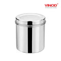 VINOD Stainless Steel Deep Dabba Set of 3 - 350 ml, 500 ml & 750 ml in Heavy Gauge Steel, Airtight Lids, Mirror Finish, Rust Free