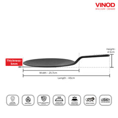 Vinod Legacy Pre-Seasoned Cast Iron Roti Tawa - 26 cm (Induction Friendly)