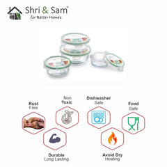 Glass 400ml, 650ml, 950ml & 1300ml Food Storage & Bakeware Container with Airtight Lid Round Clickfresh