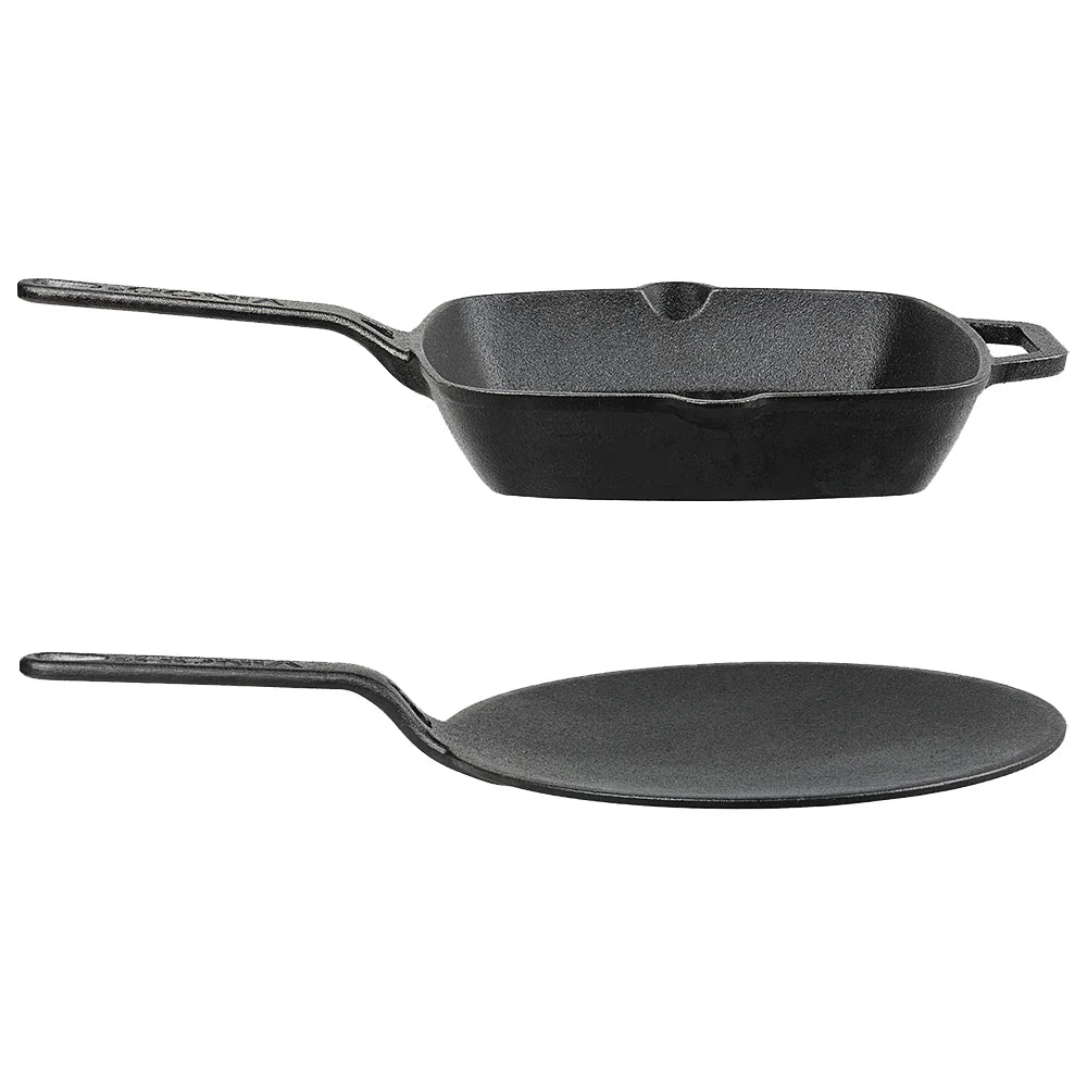 Vinod Legacy Pre-Seasoned Cast Iron Combo Set (Grill Pan & Tawa)