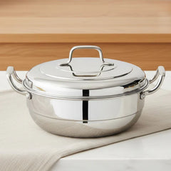 Doniv Triply Stainless Steel 6 Plates and 1 Multipurpose Kadai Steamer for Idli, Dhokla, Momos Heavy Guage Idli Dhokla Cooker Induction & Gas Stove Compatible (2 Idli, 1 Mini Idli, 1 Patra/Momos, 2 Khaman / Dhokla)