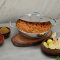 Doniv Titanium Triply Stainless Steel Kadhai with Steel Lid , Induction Friendly
