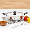 DONIV Stainless Steel Sorrento Sandwich Bottom Kadai with Steel Lid 24 cm -Induction Friendly