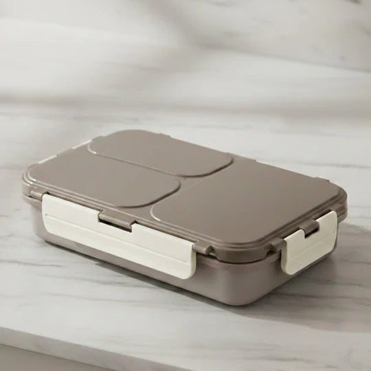 VINOD Stainless Steel Tiffin 3 Compartment Airtight Silicone-Sealed Lid, Food-Grade Steel, Secure Clips and Insulated