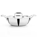 Doniv Titanium Triply Stainless Steel Kadhai with Steel Lid , Induction Friendly