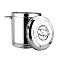 VINOD Stainless Steel Heavy Gauge Ration Dabba with Lid and Side Handle 17 Litre Highest Grade Steel, Mirror Finish & Rust Free