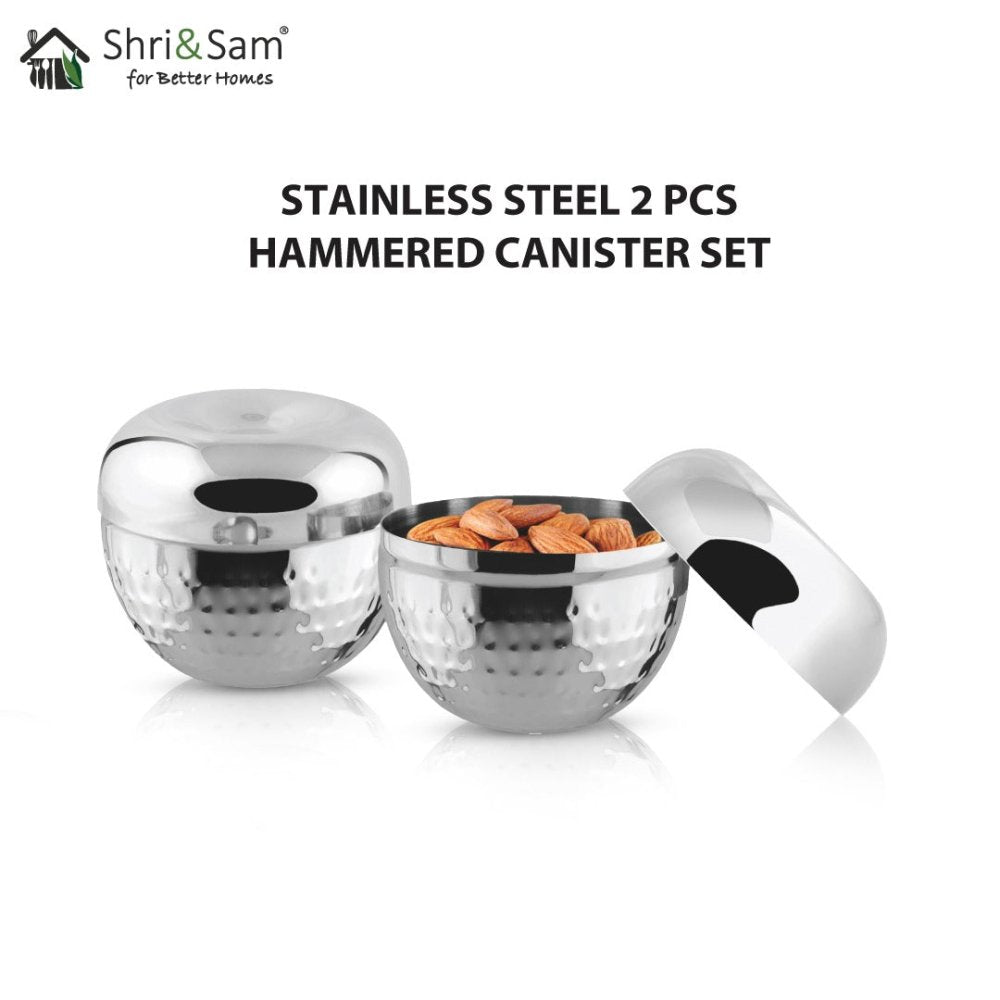 Stainless Steel 2 PCS Hammered Canister Set