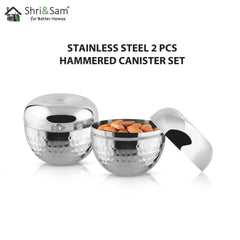 Stainless Steel 2 PCS Hammered Canister Set