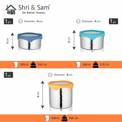Stainless Steel 3 PCS Hammered Canister with Air Tight Lid Lock N Roll
