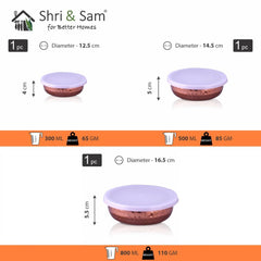 Stainless Steel 3 PCS Hammered Lid Bowl with Copper Color Coated Madrid