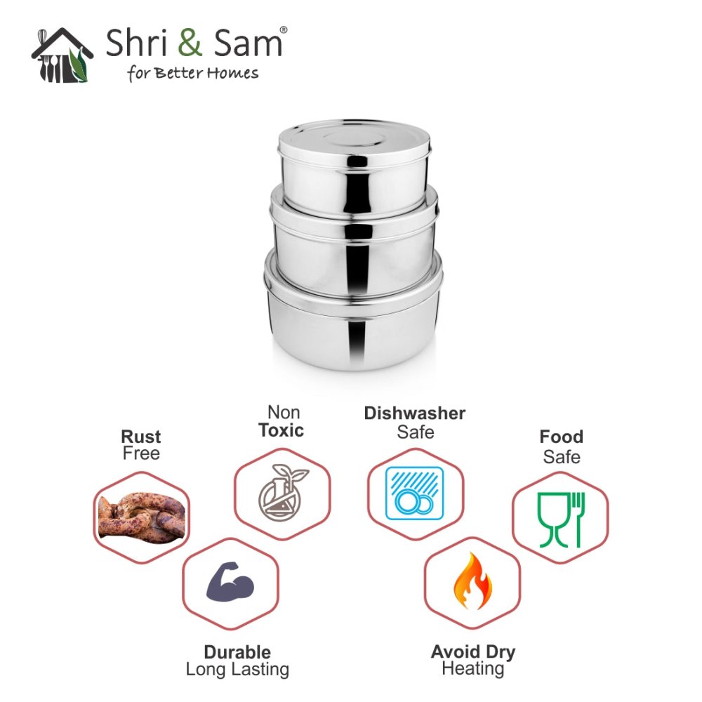Stainless Steel 3 PCS Storage Container Set 