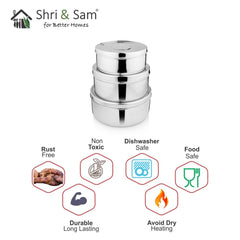 Stainless Steel 3 PCS Storage Container Set 