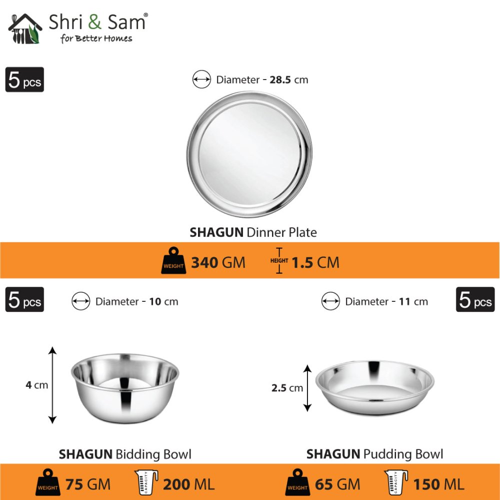 Stainless Steel 30 PCS Dinner Set (6 People) Shagun