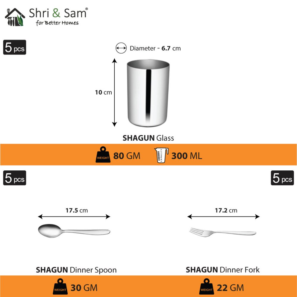 Stainless Steel 30 PCS Dinner Set (6 People) Shagun