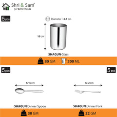 Stainless Steel 30 PCS Dinner Set (6 People) Shagun