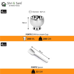 Stainless Steel 4 PCS Double Wall Ice Cream Set Forte