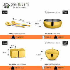 Stainless Steel 42 PCS Dinner Set (3 People) with Gold PVD Coating Majestic