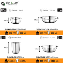 Stainless Steel 58 PCS Dinner Set (6 People) Signature Lite