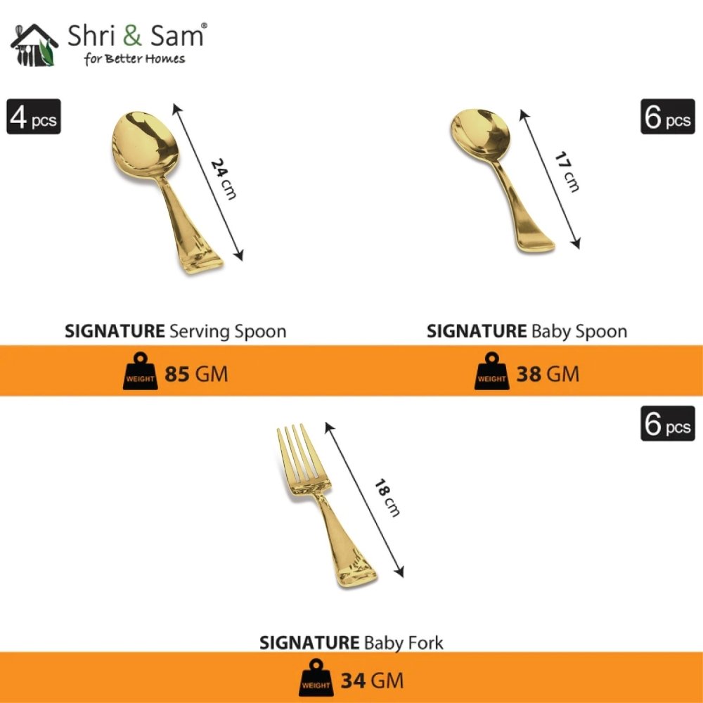 Stainless Steel 58 PCS Dinner Set (6 People) with Gold PVD Coating Signature Lite