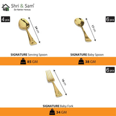 Stainless Steel 58 PCS Dinner Set (6 People) with Gold PVD Coating Signature Lite