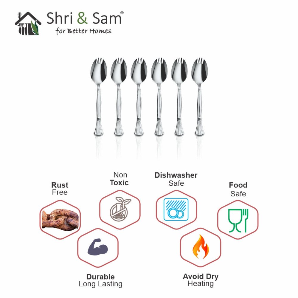 Stainless Steel 6 PCS Cutlery Spork 2 IN 1