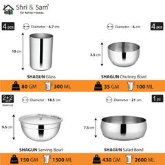 Stainless Steel 65 PCS Dinner Set (4 People) Shagun
