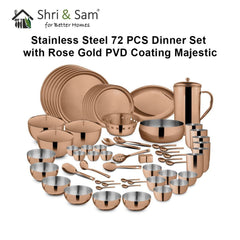 Stainless Steel 72 PCS Dinner Set (6 People) with Rose Gold PVD Coating Majestic