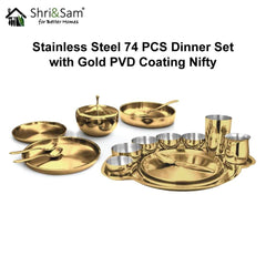 Stainless Steel 74 PCS Dinner Set (6 People) with Gold PVD Coating Nifty