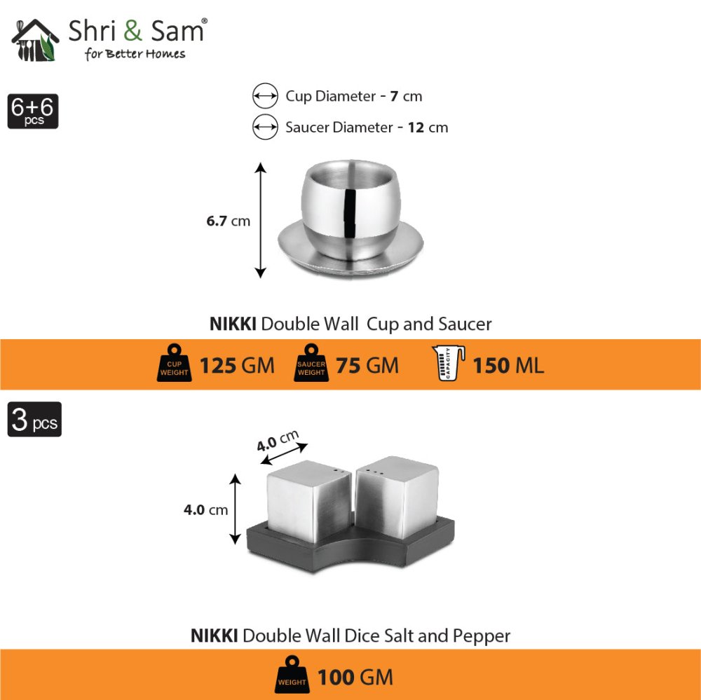 Stainless Steel 78 PCS Double Wall Dinner Set (6 People) Nikki