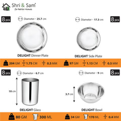 Stainless Steel 90 PCS Dinner set (8 People) Delight